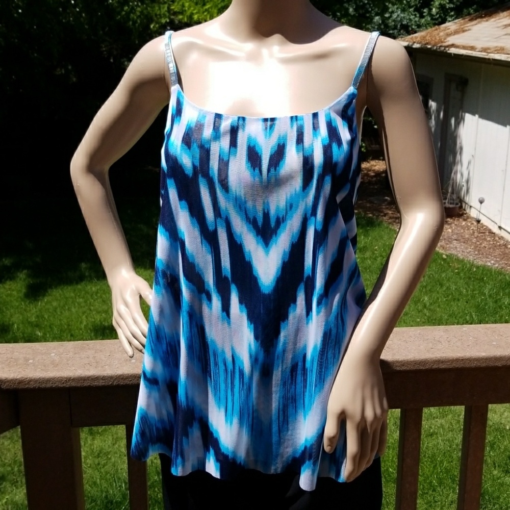 INC Blue and White Sheer Top   NWOT